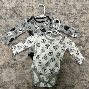 Amazon Essentials Gray and Black Star Wars long sleeve onsie bundle!